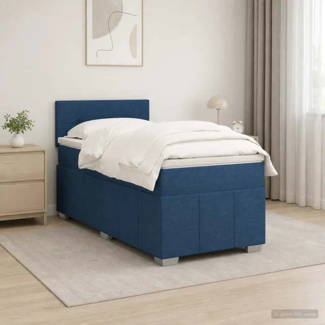 vidaXL Boxspringbed met matras met hoofdeinde Blauw 90 x 200 cm Stof