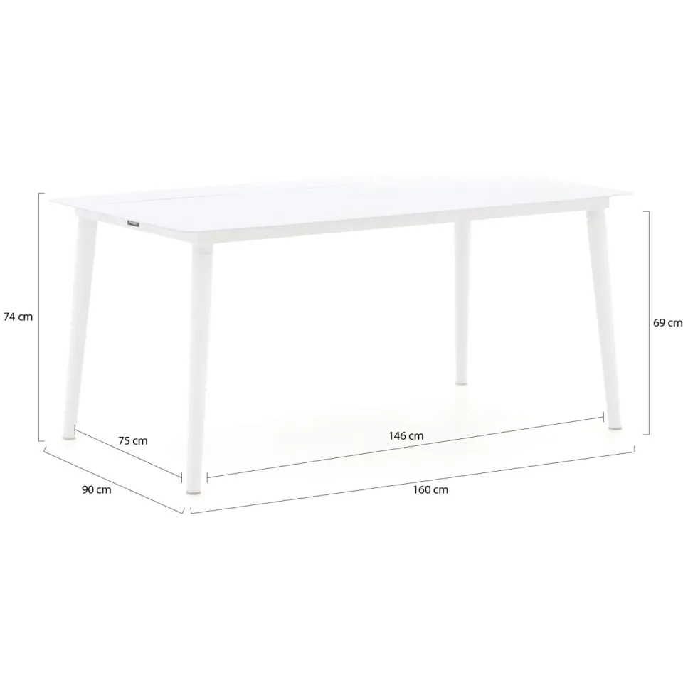 Manifesto Furniture Manifesto Sora dining tuintafel 160x90x74cm wit, foto 2