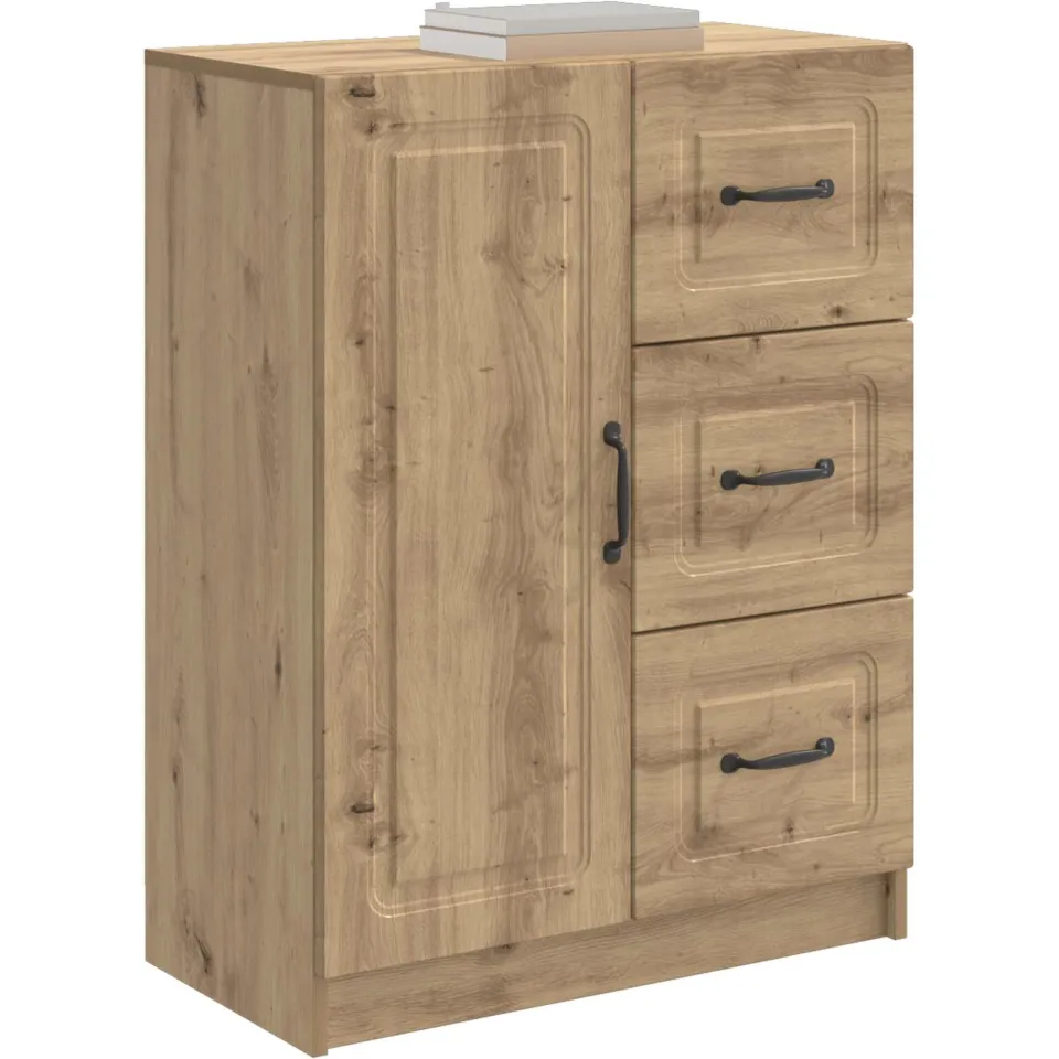vidaXL Dressoir Artisanaal eiken 66 x 34,5 x 87 cm Bewerkt hout Bruin