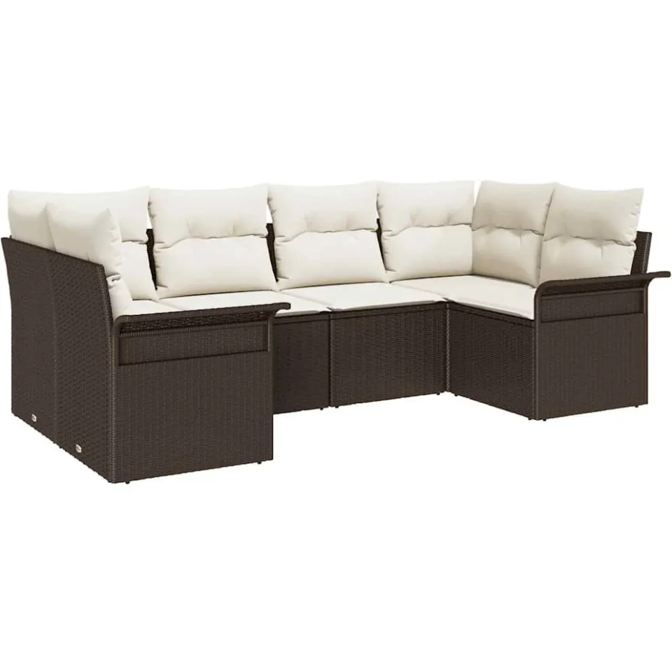 vidaXL Tuin Sofa Set 6 st Bruin Poly riet