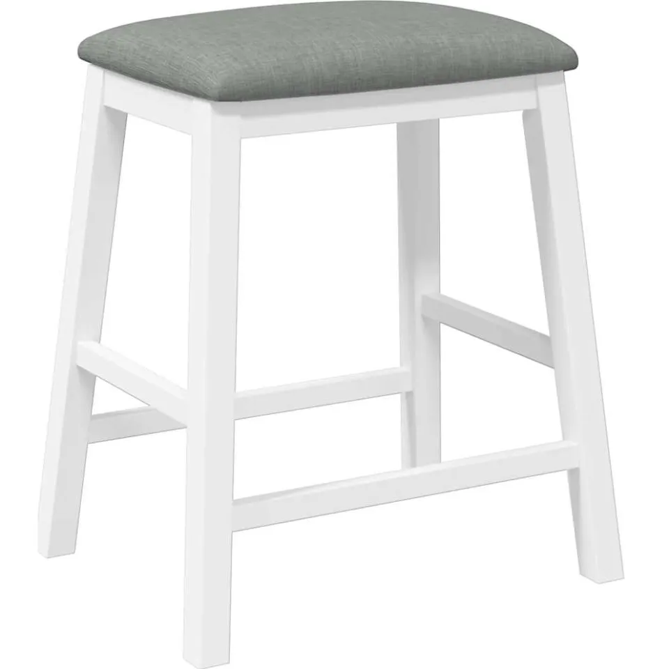 vidaXL Barstoelen met kussens 2 st massief hout rubber wit, foto 4
