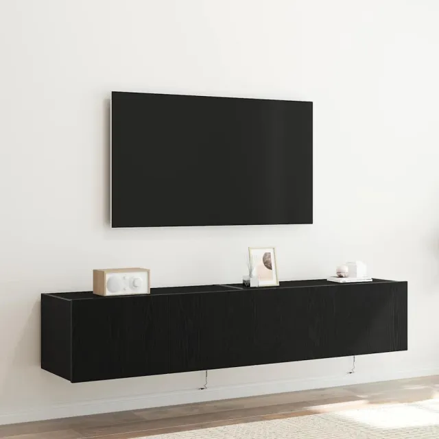 vidaXL TV Wandkast 2 st Zwart Eiken Bewerkt hout, foto 2