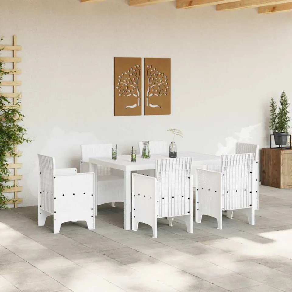 vidaXL Tuinstafel Wit 150 x 100 x 73 cm poly rattan, foto 2
