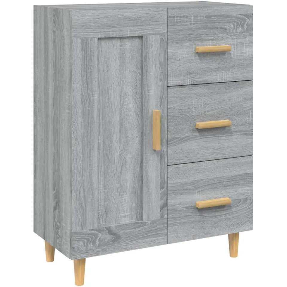 vidaXL Dressoir 69,5x34x90 cm bewerkt hout grijs sonoma eikenkleurig