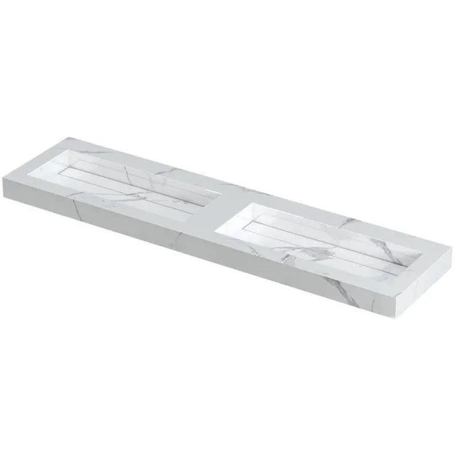 Ink Pitch dubbele meubelwastafel 180x45cm keramische slab - zonder kraangaten - Statuario