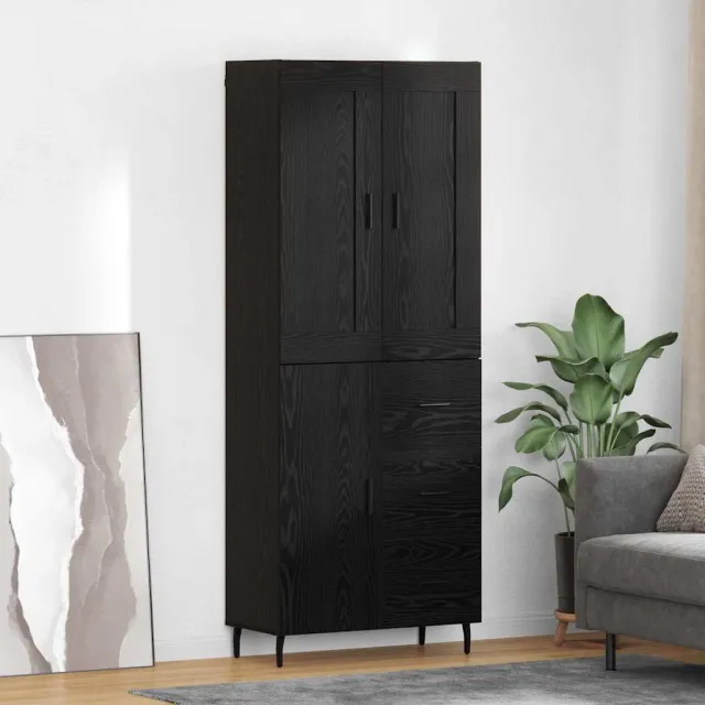 vidaXL Hoge kast 2 st Zwart Eiken 69,5 x 34 x 180 cm Bewerkt hout, foto 2