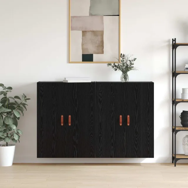 vidaXL Wandkast 2 st Zwart Eiken 69,5 x 34 x 90 cm Bewerkt hout, foto 2