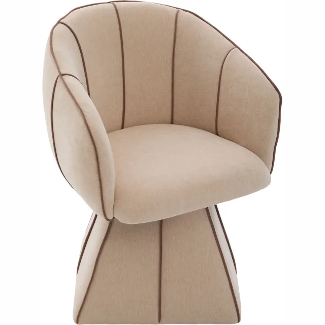 MUVANO Chenille Draaistoel - Kameelbruine Fauteuil - Ergonomische Leesstoel - 56x54x74,5cm - 360 Graden Draaibaar - Woonkamer Kameelbruin