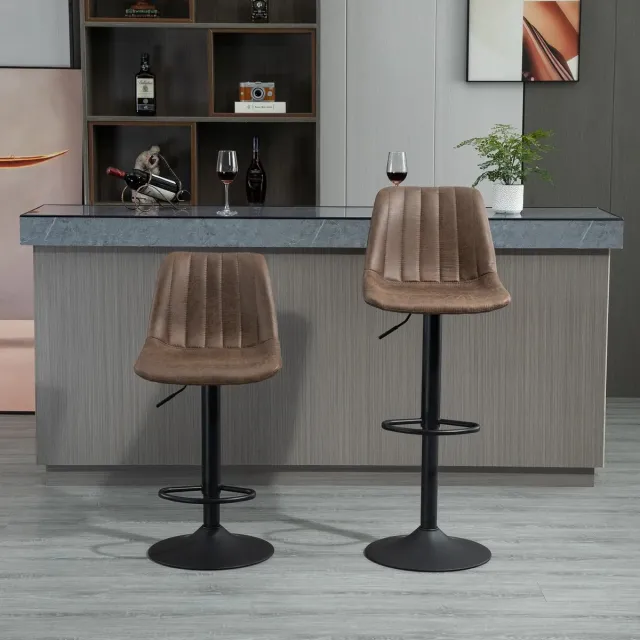 COVREO Barkruk 43 x 46,5 x 89-110 cm bruin stof, draaibaar met voetsteun Brown