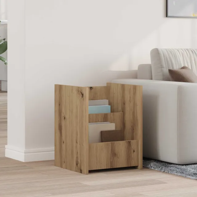 vidaXL Tijdschrift Rek Artisan Eiken 35 x 35 x 45 cm Bewerkt hout, foto 2