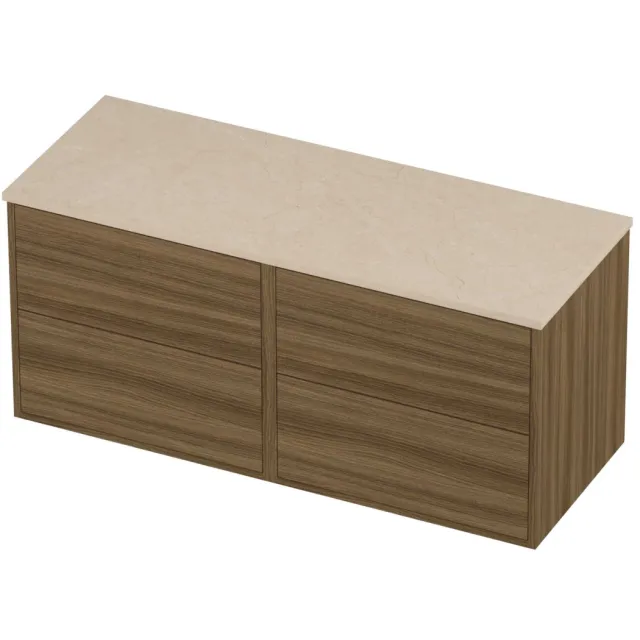 Proline Deck Badmeubelset Hardsteen Voor Grepen 120x46x54 cm Sand Stone Caramel Walnut Houtlook