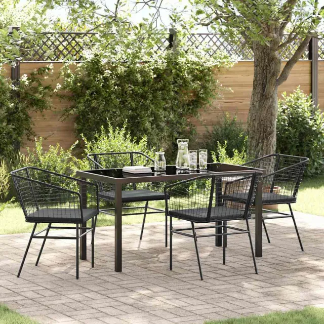 vidaXL Tuin eettafelset 5 st Zwart poly rattan