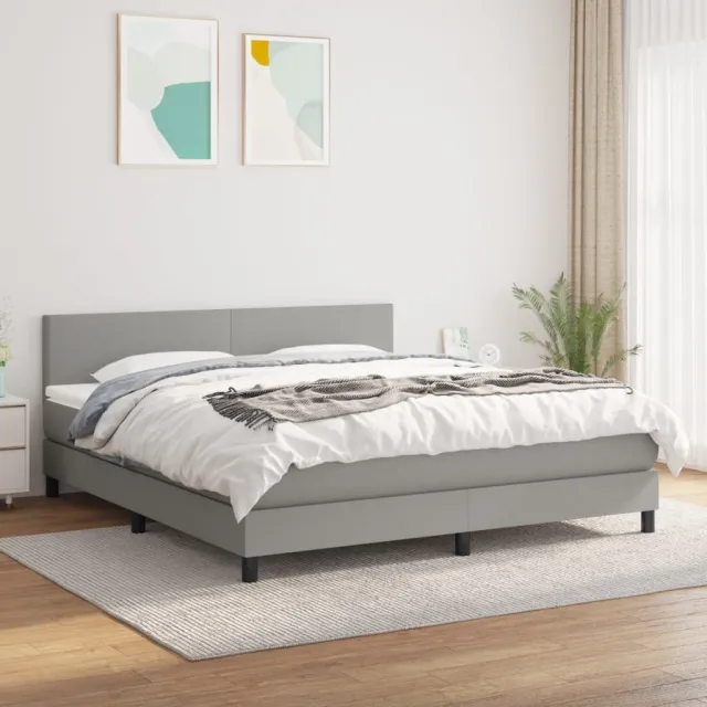 vidaXL Boxspring met matras stof lichtgrijs 160x200 cm grijs