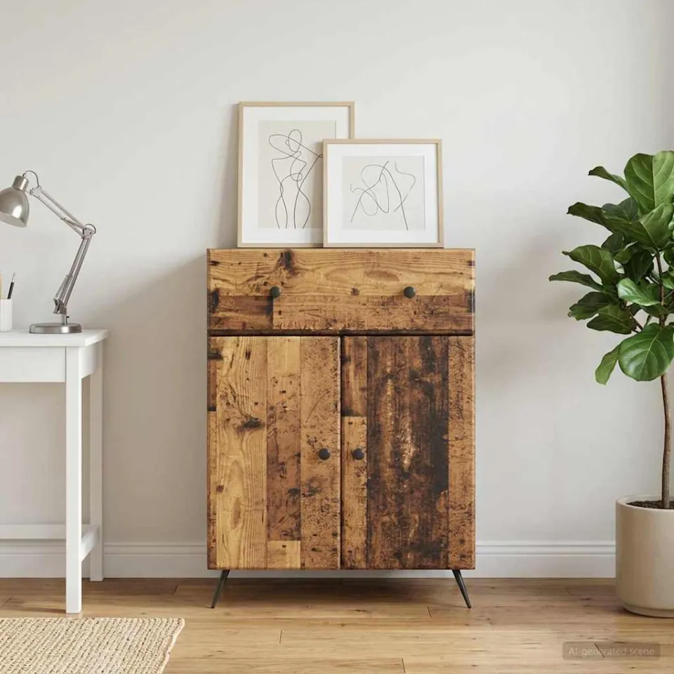 vidaXL Dressoir Oud hout 66 x 34,5 x 90 cm Bewerkt hout bruin, foto 3
