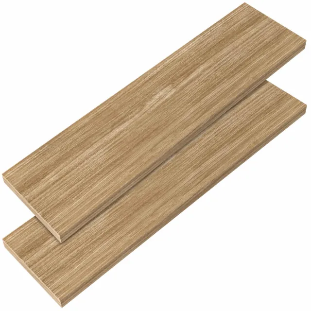 Famanu Set van 2 houten wandplanken met bevestiging, zwevende planken met een draagkracht van 15 kg, 90 cm, eiken Naturel