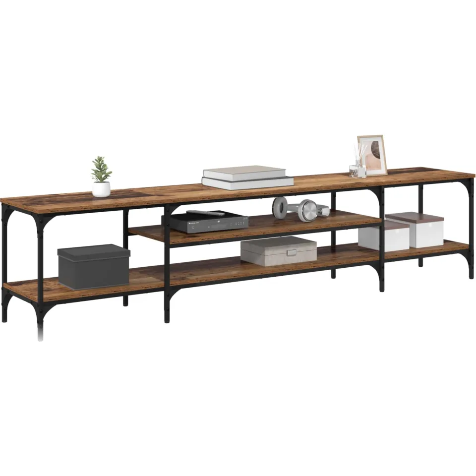 vidaXL TV-kast Oud Hout 201 x 35 x 45 cm Gemonteerd hout en ijzer Bruin