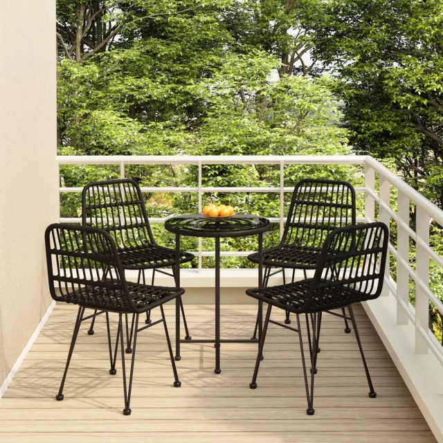 vidaXL 5-delige Tuinset poly rattan zwart, foto 2
