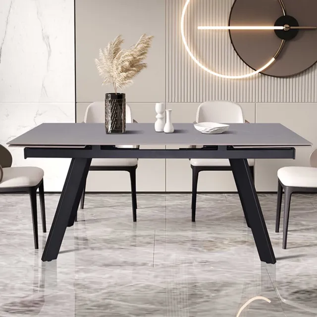 Rousseau Uitschuifbare eettafel Hertha | 160/240 x 90 x 76 cm | Grijs/Steen-imitatie marmer
