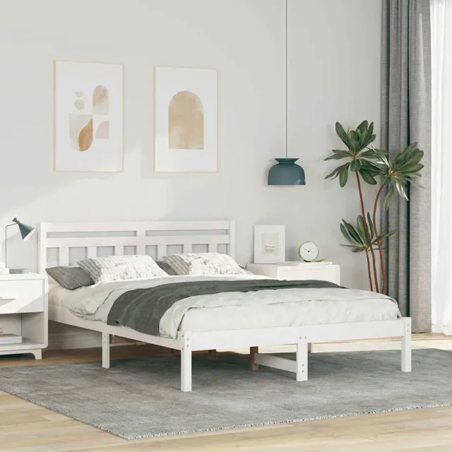 vidaXL Bedframe Wit 120 x 200 cm Massief grenenhout