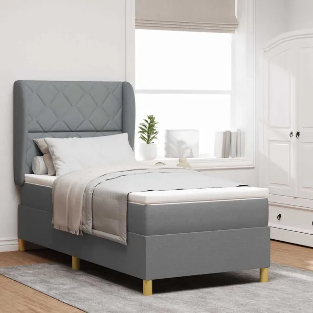 vidaXL Boxspringbed met hoofdeinde Lichtgrijs 200 x 90 cm Stof