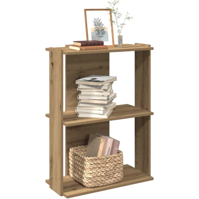 vidaXL Boekenkast 3-laags 60x30x80 cm bewerkt hout artisanaal eiken Bruin