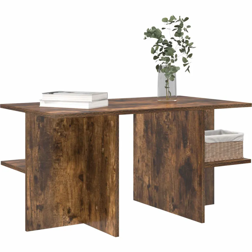 vidaXL Salontafel Gerookt Eiken 87 x 50 x 45 cm Bewerkt hout Bruin