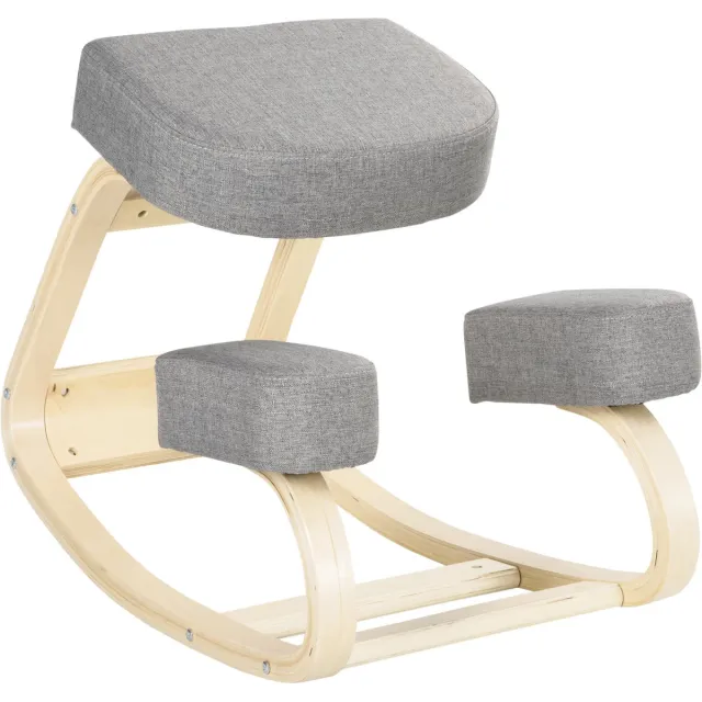Vinsetto Kniestoel Berkenhout, Polyester 69L x 51B x 58H cm Grijs