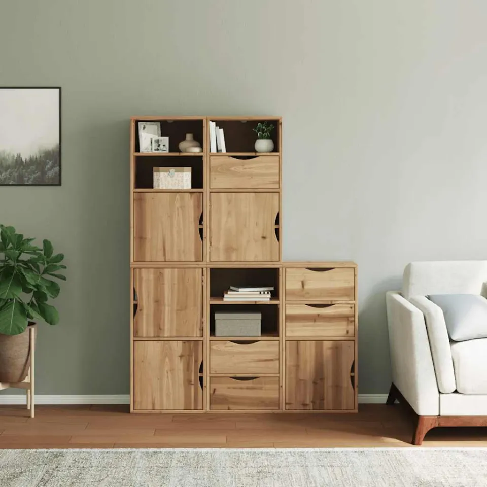 vidaXL Bijzetkasten 5 st "ODDA" 40x24x79 cm massief grenenhout bruin, foto 3