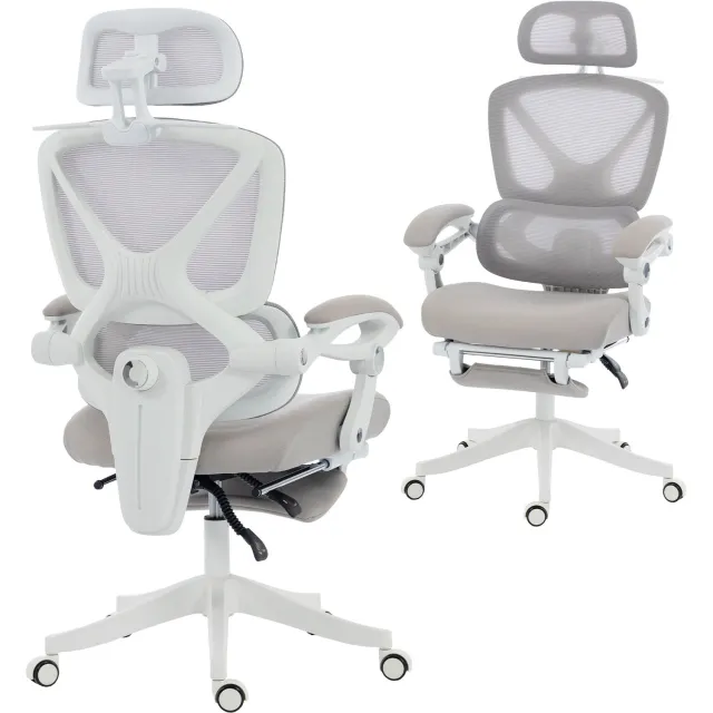Homcom Office Chair-Polyester-71 x 70 x 129 cm-Hellgrau Lichtgrijs