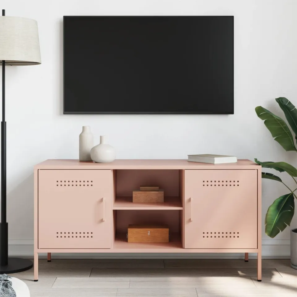 vidaXL Tv-meubel 100,5x39x50,5 cm staal roze, foto 3