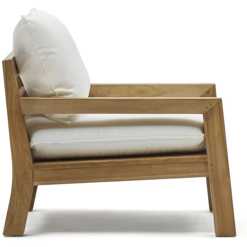 Kave Home Forcanera fauteuil teakhout wit, foto 2