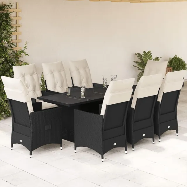 vidaXL 9-delige Tuinset poly rattan zwart, foto 2