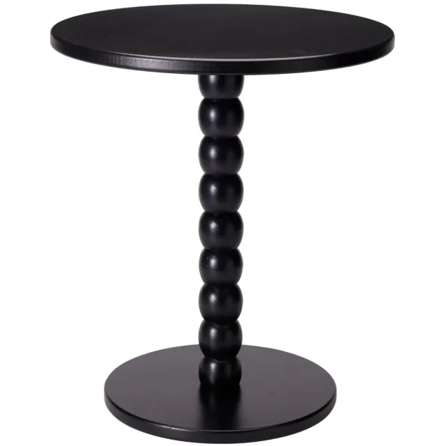 Excellent Houseware bijzettafel liva - zwart - rond - H40 x D35 cm - hout - koffietafel