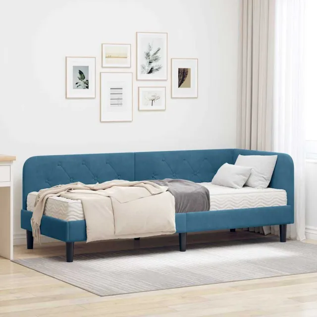vidaXL Hoekbedframe Blauw 80 x 200 cm Fluweel