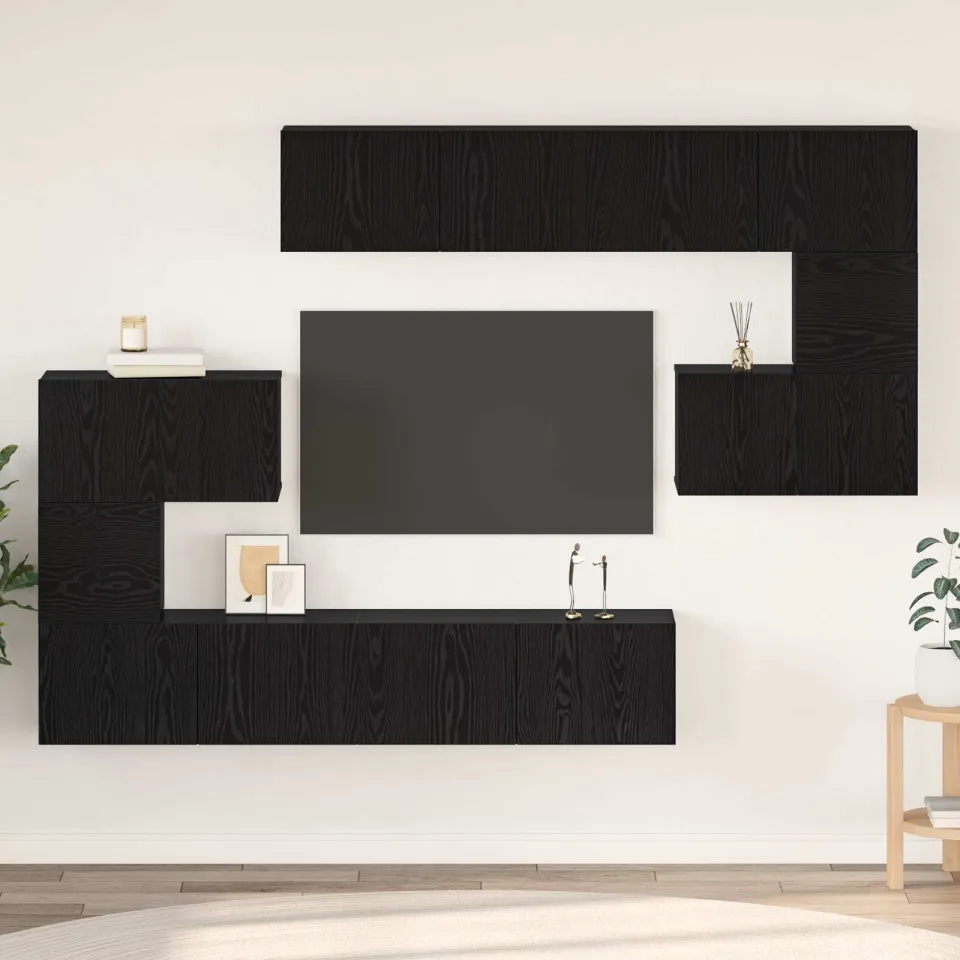 vidaXL Tv-meubelset 8 st 80 x 30 x 30 cm Zwart Eiken, foto 4