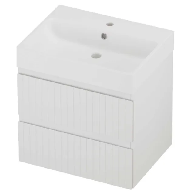 Proline Podium Badmeubelset Polystone Loft 1 Kraangat Gefreesd 60x46x62 cm Mat White Mat Wit
