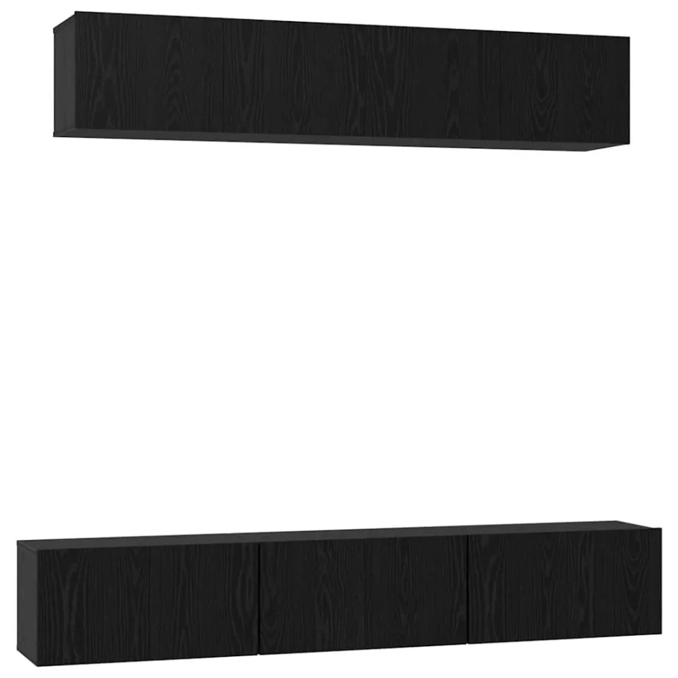 vidaXL Tv-meubelset 6 st 100 x 30 x 30 cm Zwart Eiken