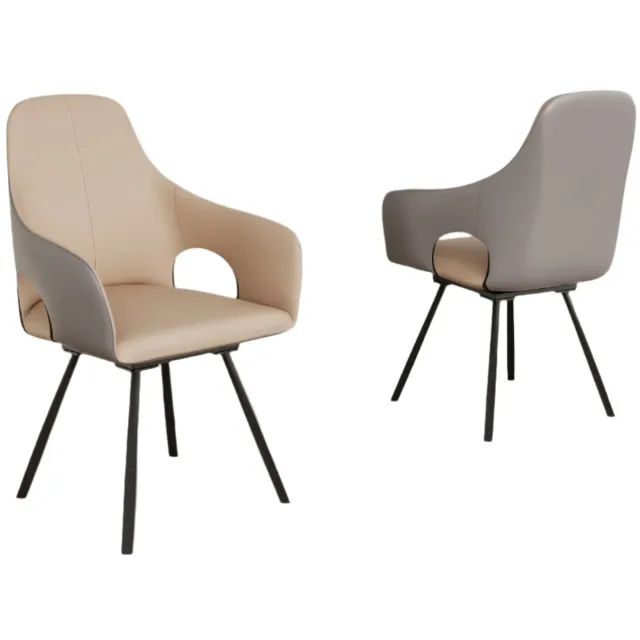 Corenia Draaibare Eetkamerstoelen – Eetkamerstoelen – Draaibare Stoelen – Armleun Stoelen – Microvezelleer – 360 Graden Draaibaar – Hoog Zitcomfort - Licht Kaki