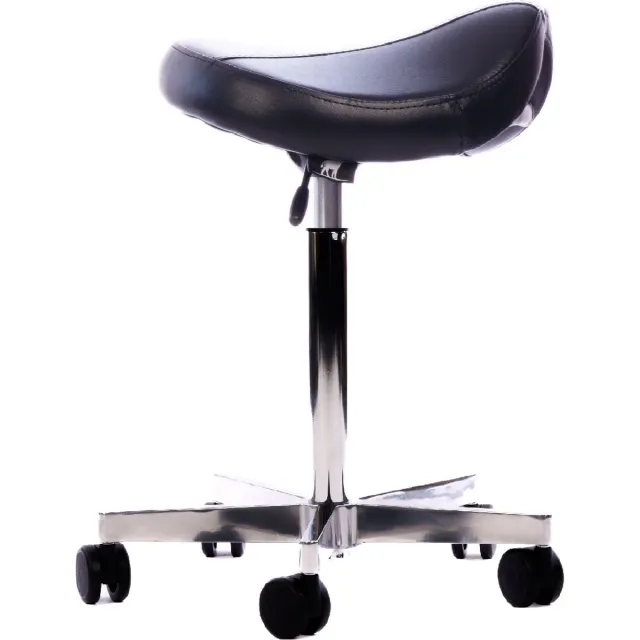 OKAPI® Polar zadelkruk ZWART met MEDIUM gasveer en GROOT zadel kapperskruk kappersfiets Zwart medium