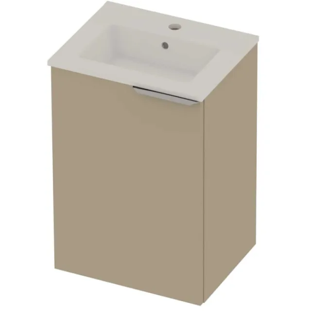Basic-Line Tiny 36 Badmeubelset Porselein 1 Kraangat Voor Grepen 45x36x67 cm Mat Beige Glans Wit