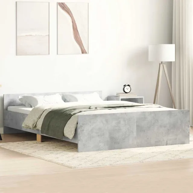vidaXL Bedframe met hoofd- en voeteneinde betongrijs 140x190 cm