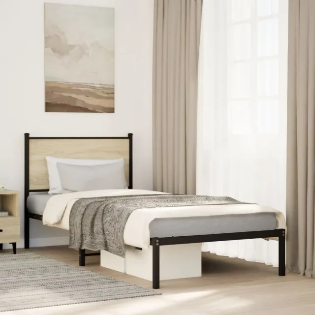 vidaXL Bedframe zonder matras metaal sonoma eikenkleurig 80x200 cm