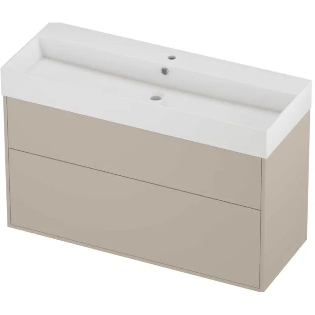 Proline Zara Badmeubelset Porselein Loft 1 Kraangat Voor Grepen 120x46x78 cm Glans Wit Soft Linen Beige