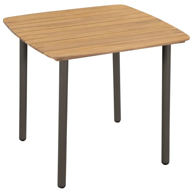 vidaXL Tuintafel 80x80x72 cm massief acaciahout en staal Bruin