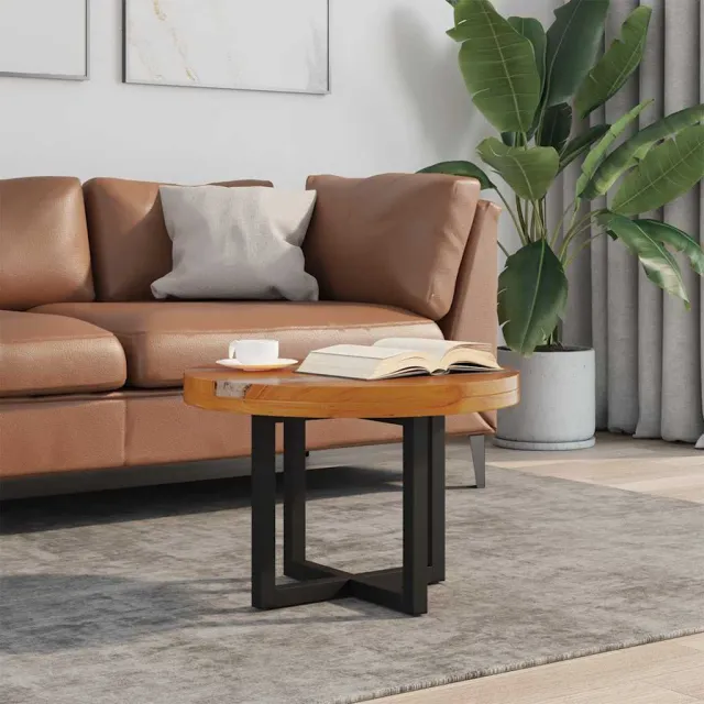 vidaXL Salontafel massief teakhout hars 60 cm meerkleurig, foto 2