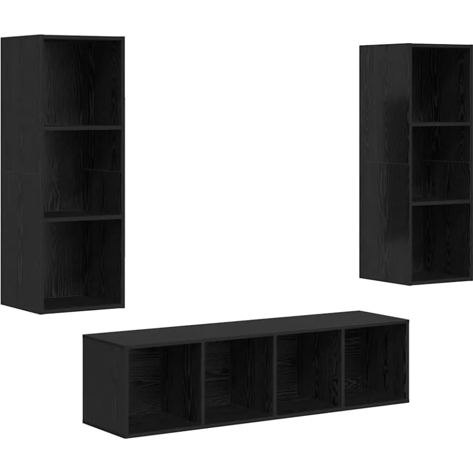 vidaXL Tv-meubelset 3 st 37 x 37 x 142,5 cm Zwart Eiken