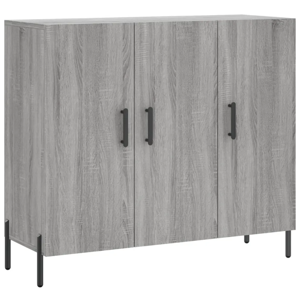 vidaXL Dressoir 90x34x80 cm bewerkt hout grijs sonoma eikenkleurig, foto 3