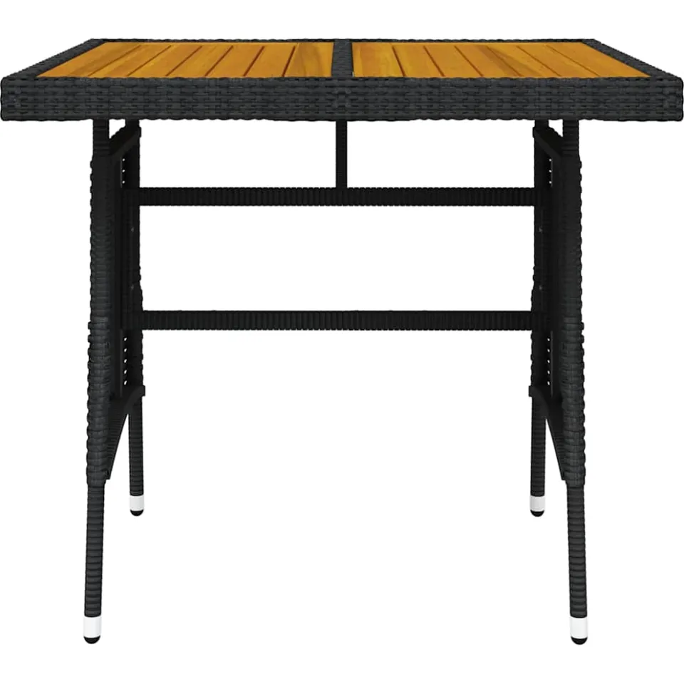 vidaXL Tuintafel 70x70x72 cm poly rattan en massief acaciahout zwart