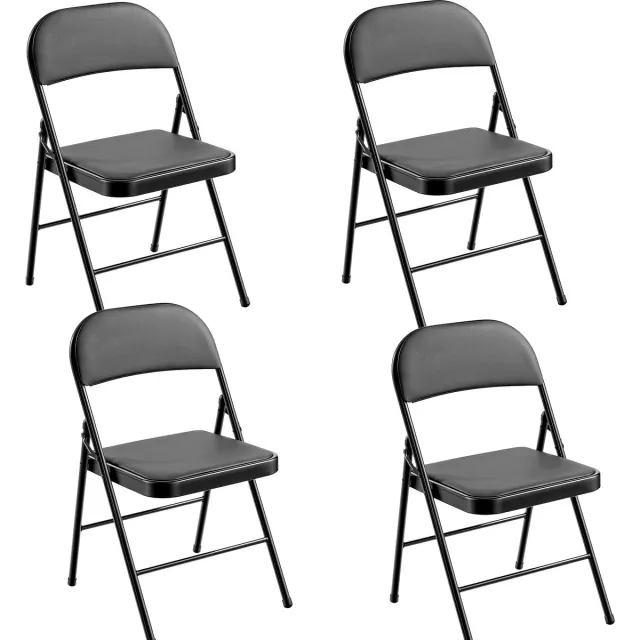 xDays Klapstoelen - Set van 4 – Opvouwbare Stoelen – Inklapbaar & Lichtgewicht – voor Binnen & Buiten – Eettafelstoel – Ruimtebesparend – Zwart 4 zwarte stoelen