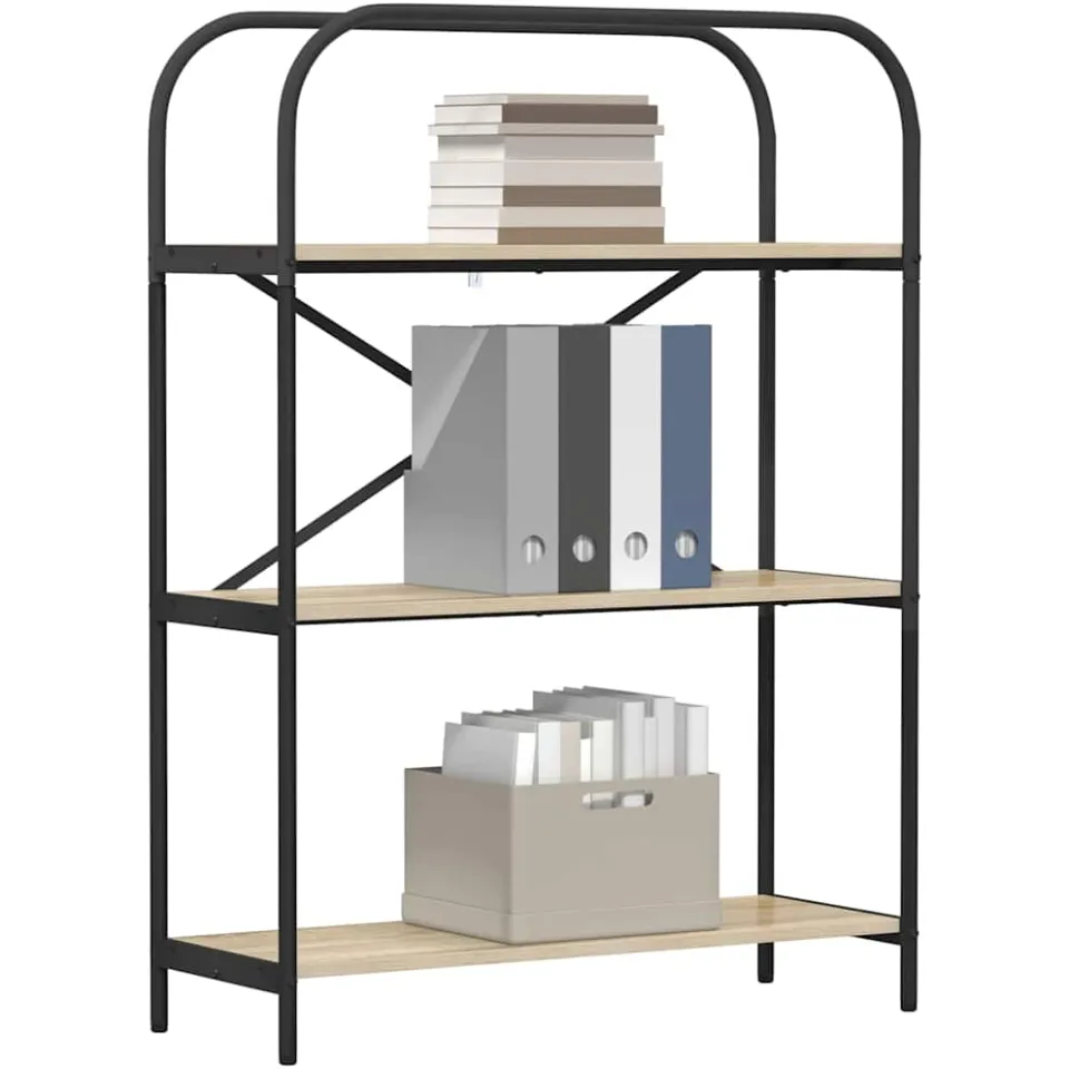 vidaXL Boekenkast 3-laags 80 x 30 x 109 cm Bewerkt hout Sonoma Eiken, foto 4